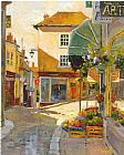 Unknown cobblestone village by marilyn simandle painting